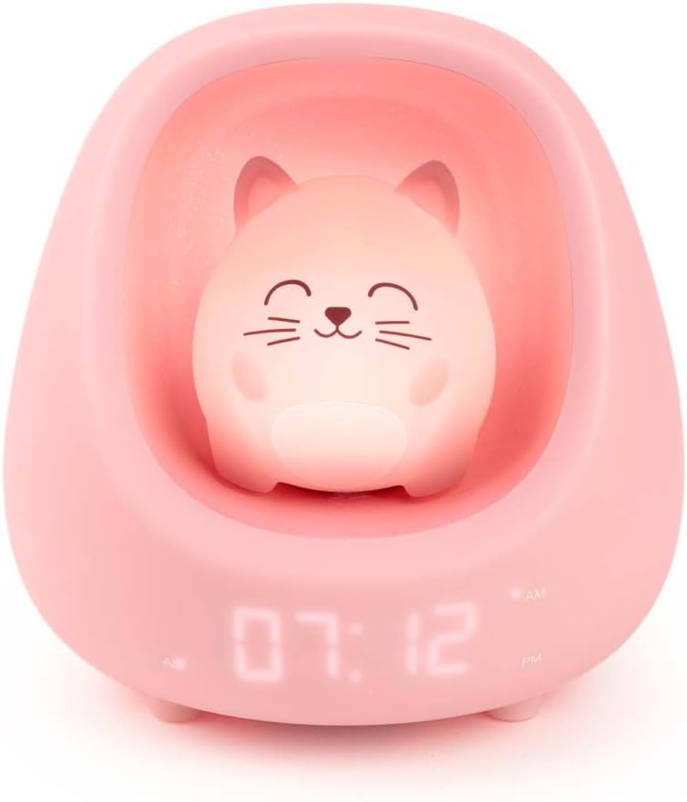 Bigben Kinderwecker mit Nachtlicht (Katze) Mehrfarbig (Katzenmotiv), Mehrfarbig (Katzenmotiv)
