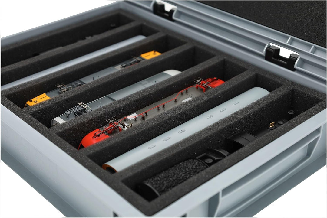 Feldherr Eurobox 40 x 30 cm Set für Modelleisenbahnen - Spur H0-7 Fächer - Schaumstoffeinlage für st