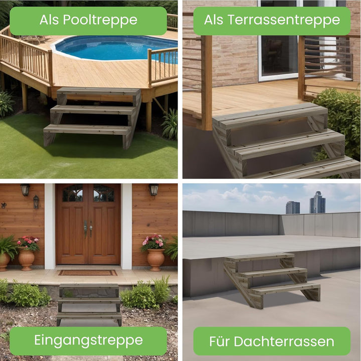 Gartenwelt Riegelsberger Terrassentreppe Breite 120 cm Treppe mit 3 Stufen Geschosshöhe 55 cm Massiv