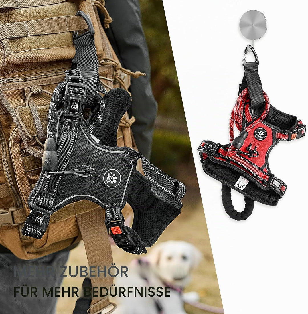 NESTROAD Hundegeschirr Kleine Hunde Rot, Anti Zug Geschirr Gepolstert Brustgeschirr für Kleine Hunde