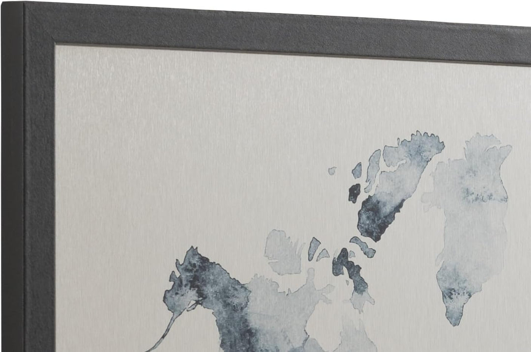 Bi-Office, Whiteboard Ink Weltkarte, Silber Finish, magnetisch, trocken abwischbar, Schwarzer MDF-Ra