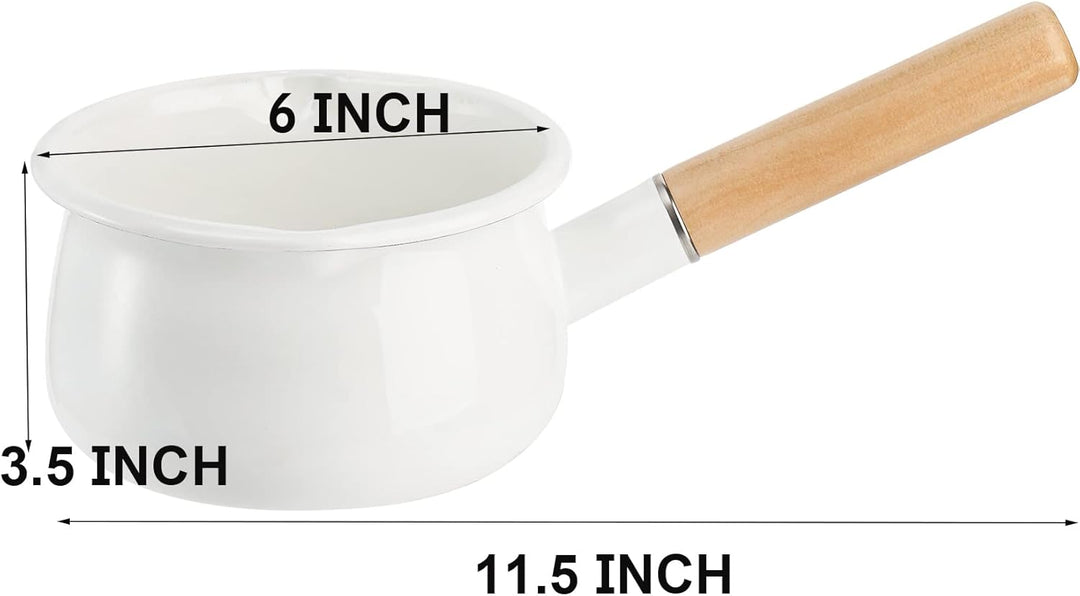 Jucoan Emaille-Milchtopf mit doppeltem Ausgiesser, kleiner Emaille-Kochtopf auf Stahl, Milchtopf, Bu