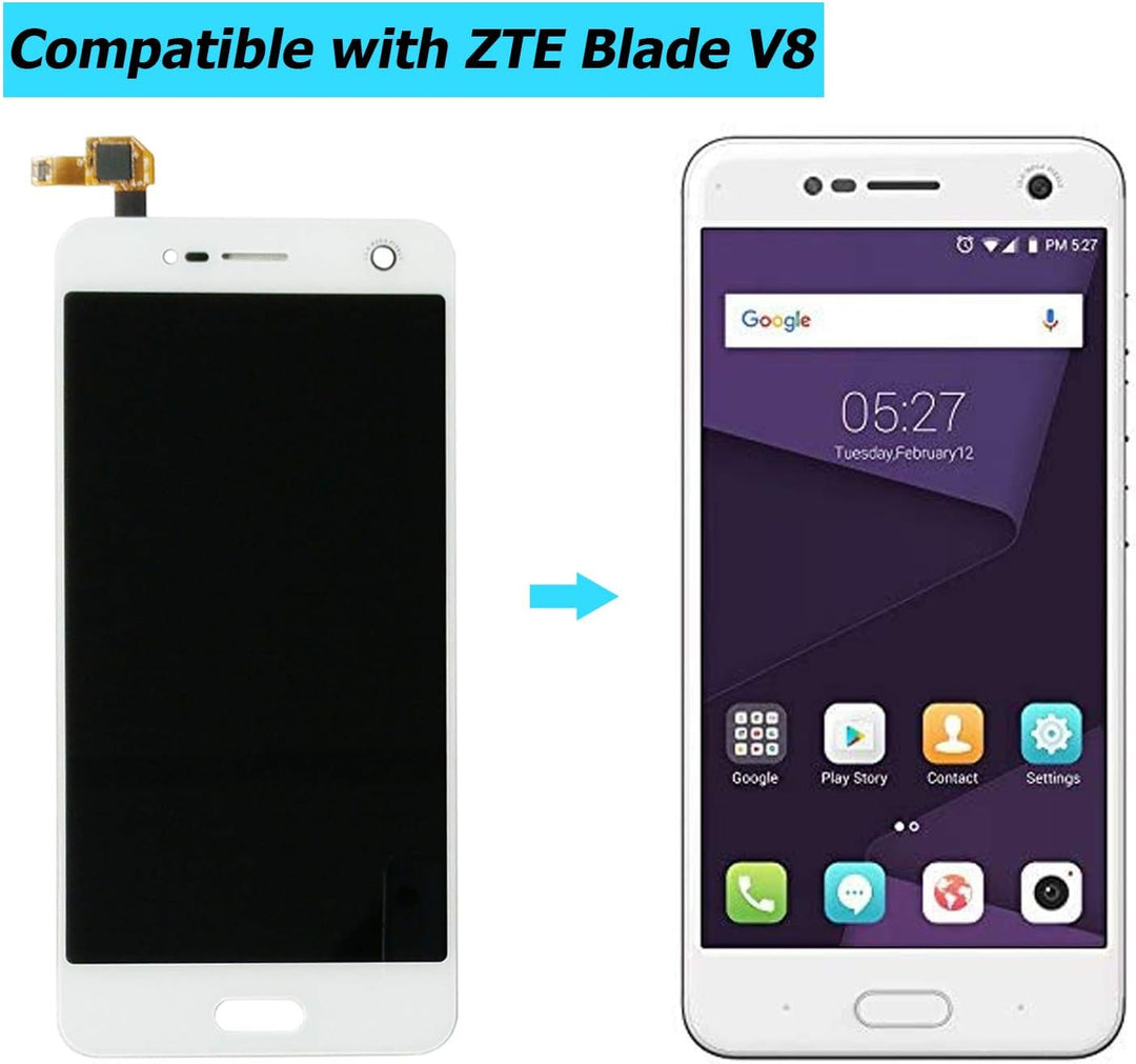 E-YIIVIIL Neu Ersatz LCD Display Kompatibel Für ZTE Blade V8 BV0800, Blade V0800 5,2 inch (Weiss Ohn