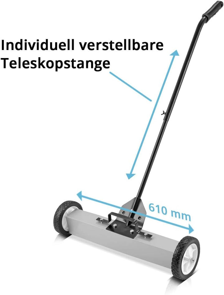 STAHLWERK Magnet-Bodenkehrer MBK-24 ST mit 610 mm Breite und 17,5kg Fassungsvermögen, Magnetbesen/Sp