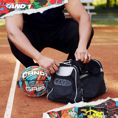 AND1 Supreme Grip Rubber Basketball & Pump Bundle- Official Size 7 (29.5”) Streetball, Made for Indo