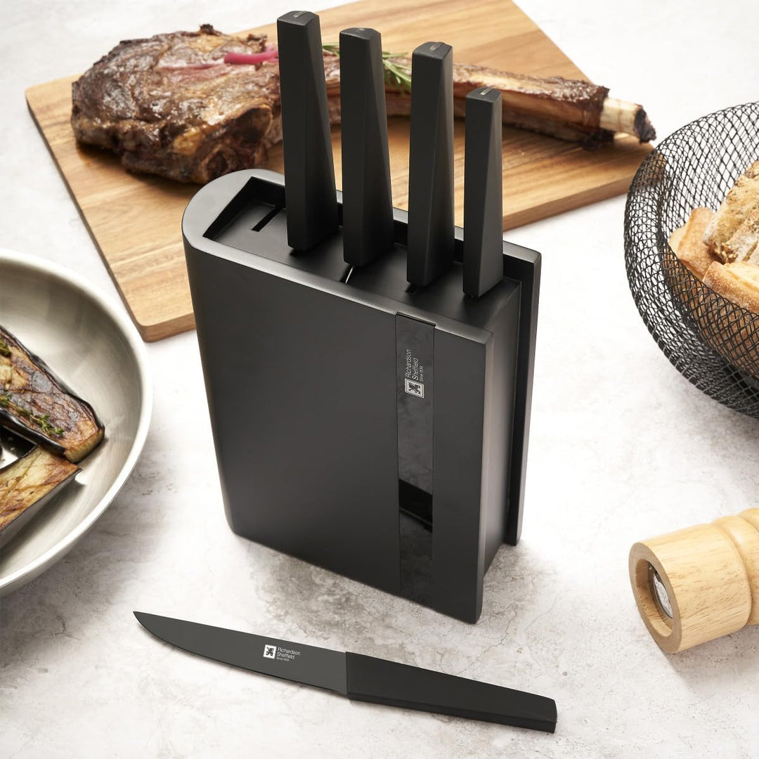 Richardson Sheffield EDGE Messerblock Set 5-teilig Schwarz | Spickmesser, Allzweckmesser, Kochmesser
