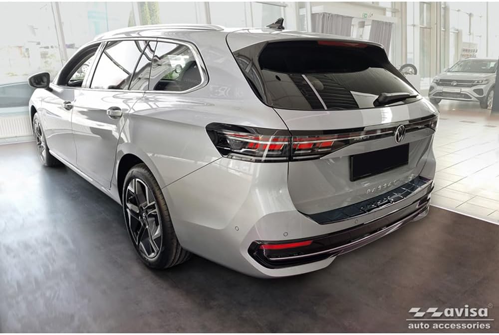 Avisa Spiegelschwarz Edelstahl Heckstossstangenschutz kompatibel mit Volkswagen Passat Variant (CJ5)