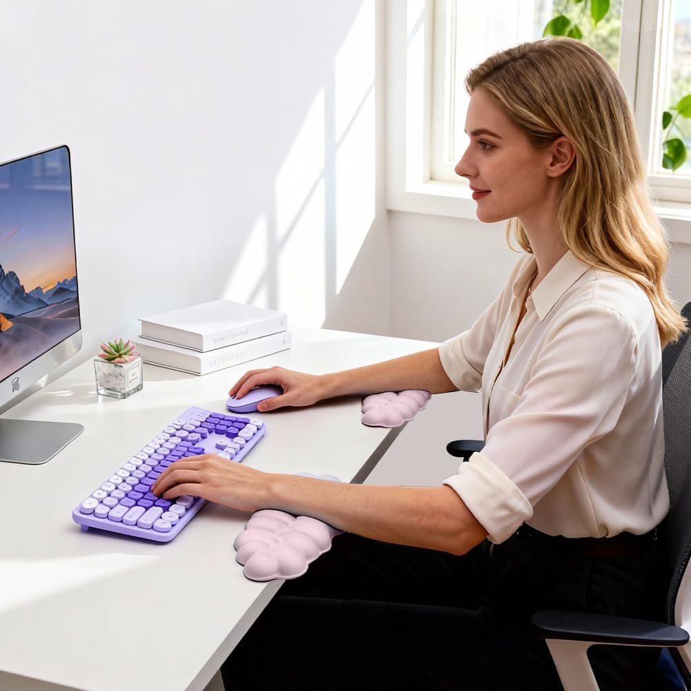 L-förmige Cloud Handballenauflage Tastatur – Ergonomische Armauflage Schreibtisch,Memory-Schaum Ellb
