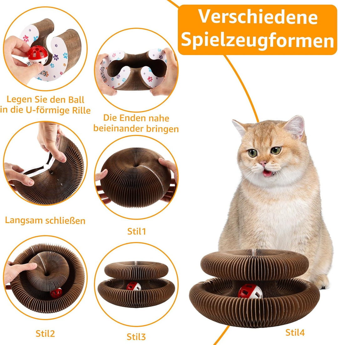 2 Stück Katzenkratzbrett, Magic Organ Cat Scratching Board, 2-in-1 Cat Kratzbrett mit Glöckchen, Int