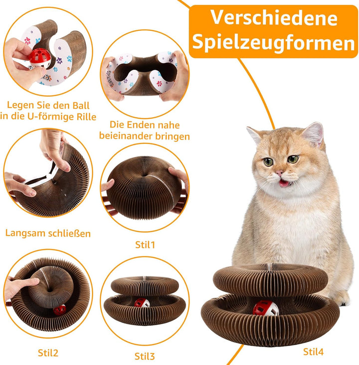 2 Stück Katzenkratzbrett, Magic Organ Cat Scratching Board, 2-in-1 Cat Kratzbrett mit Glöckchen, Int