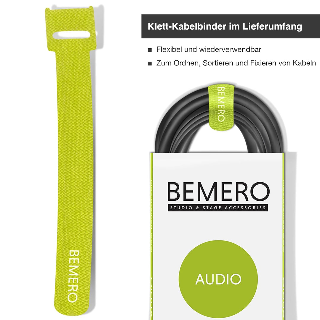 BEMERO XLR auf Klinke 6,3mm - 10m - inkl. Klettkabelbinder - Klinke auf XLRf - Mikrofonkabel, Lineka