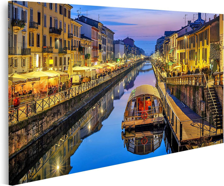 islandburner Bild auf Leinwand Mailand Stadt Italien Naviglo Grande Canal Bilder Wandbilder Poster,