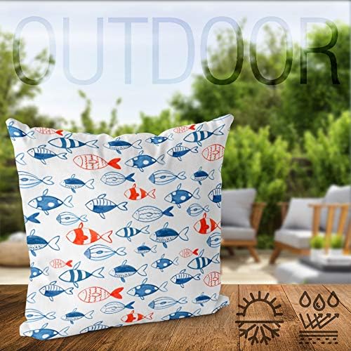 VOID Fischschwarm Blau Rot Kissenbezug Kissenhülle Sofakissen Kissen Deko Outdoor-Kissen Dekokissen,