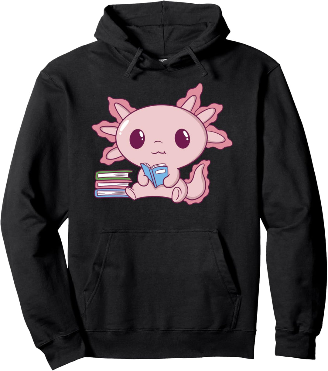Lustiger Kawaii Axolotl Leser für Damen, Herren, Kinder, Jungen und Mädchen Pullover Hoodie