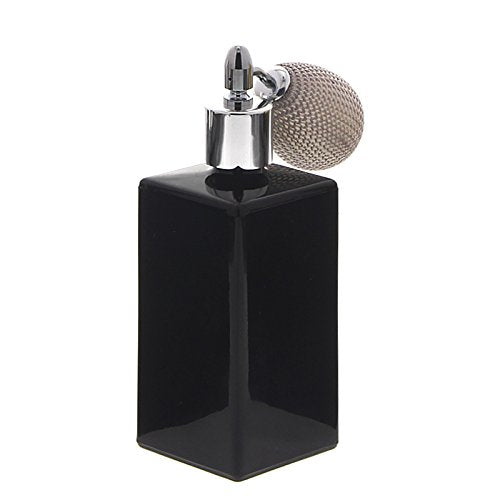 Schwarzer Glas-Flakon mit silberner Ballpumpe, 100ml Kosmetex Parfüm-Zerstäuber, leer, Ballp. Silber