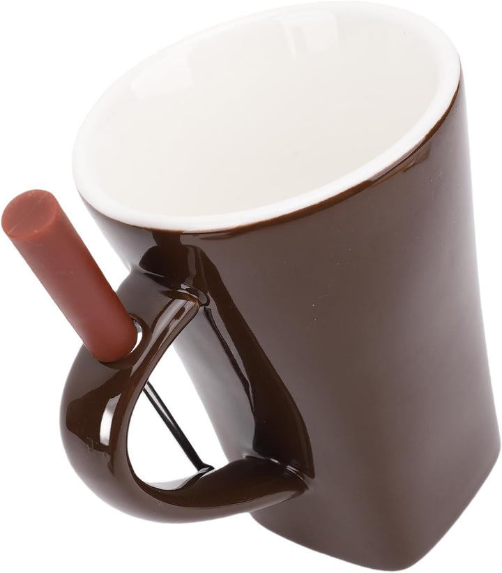 Agatige Keramikschokoladenschmelzmolkerte, Mini Fondue Coffee Coffee Tasse Fondue Pot Set mit Gabel