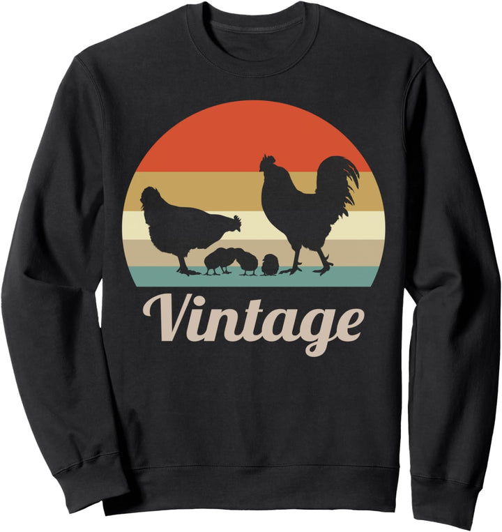 Hahn Huhn Hühner Küken Geflügelzüchter Vintage Retro Style Sweatshirt