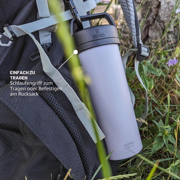 ESPRO P0 Ultralight French Press to go, Edelstahl, 470 ml, Weiss | Vakuumisoliert, auslaufsicher. Fr
