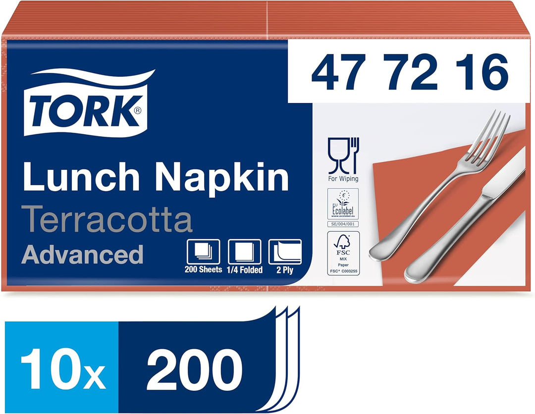 Tork 477216 Lunchservietten Terracotta / 2-lagige Servietten für kleine Gerichte oder Snacks / Advan