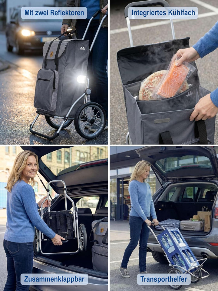 Andersen Einkaufstrolley - klappbar - 45 Liter - mit Kühlfach - Aufhängung für Einkaufswagen - belas