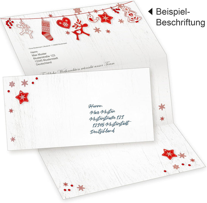 Julfest 100 Sets Weihnachtsbriefpapier mit Umschlag ohne Fenster Weihnachtspapier A4 Briefpapier Wei