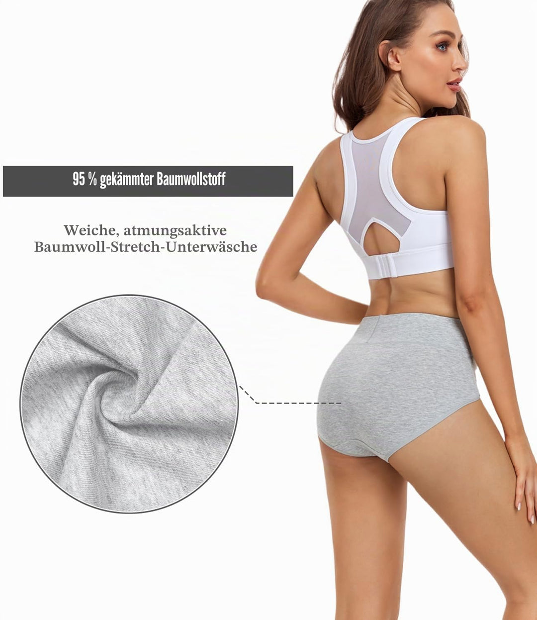 wirarpa Damen Unterhosen Baumwolle Unterwäsche Hohe Taille Slips Hoher Taillenslip für Frauen 5er Pa