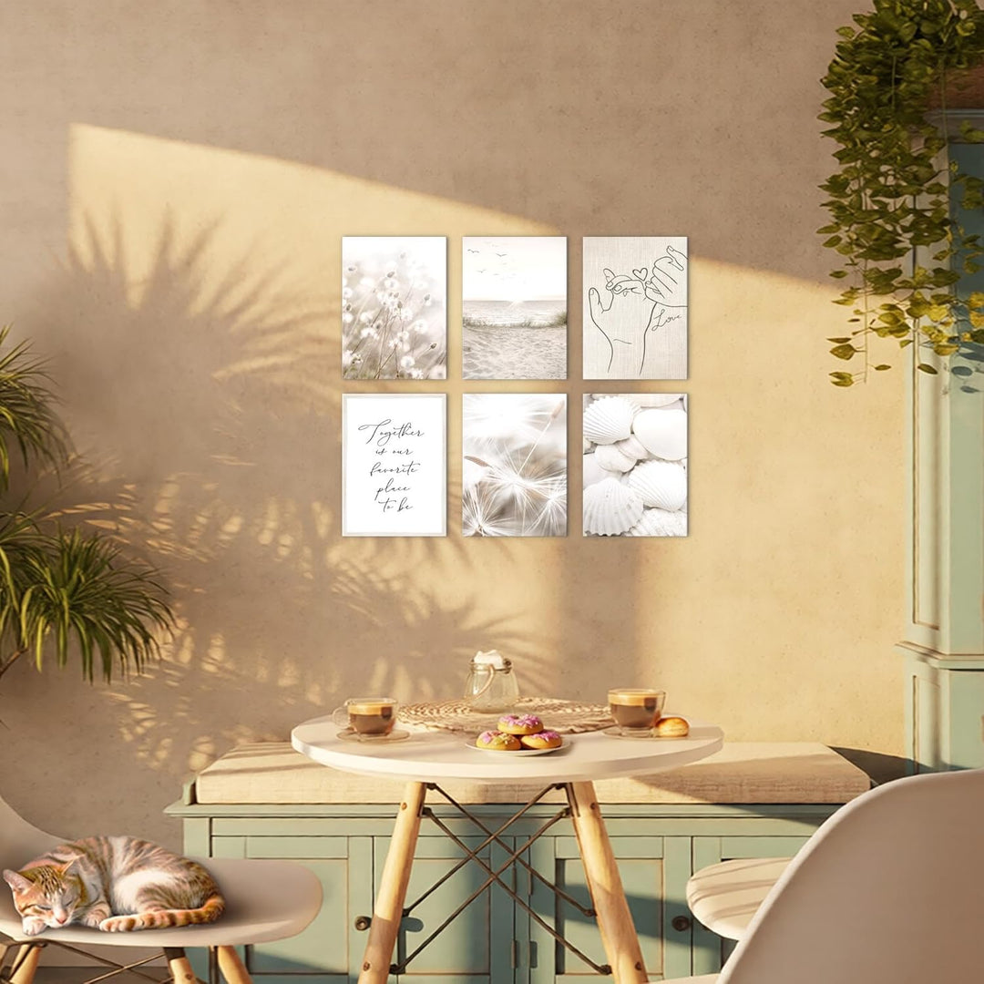 Novart Wandbilder Set - KOMPLETT AUFHÄNGFERTIG - Made in Germany - Moderne Bilder Boho Strand Wohnzi