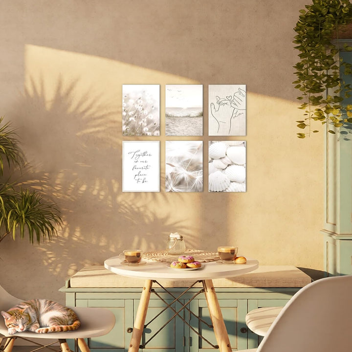Novart Wandbilder Set - KOMPLETT AUFHÄNGFERTIG - Made in Germany - Moderne Bilder Boho Strand Wohnzi