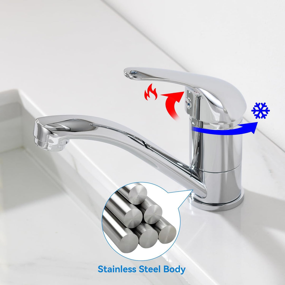 Wasserhahn Bad Klein Waschtischarmatur, Waschbecken Armaturen 360° Drehbar, Armatur Badezimmer Einhe