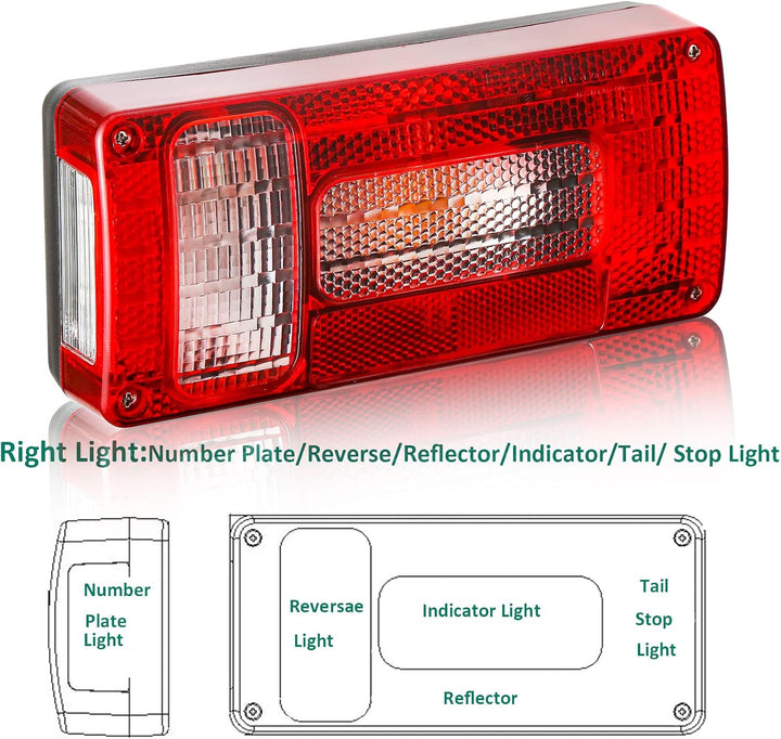 DARKGUARD Rückleuchten Satz Anhänger 12v,mit E4 Prüfzeichen,7Funktion 2pcs Halogen Rücklicht Anhänge