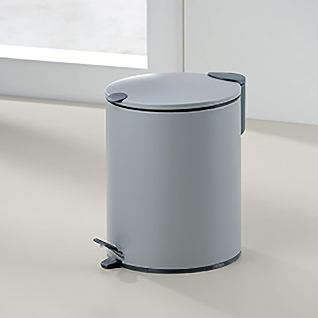 kela Kosmetikeimer Mats, 5 L, Ø 20,5 cm, Metall, hellgrau, Silent-Close, herausnehmbarer Inneneimer