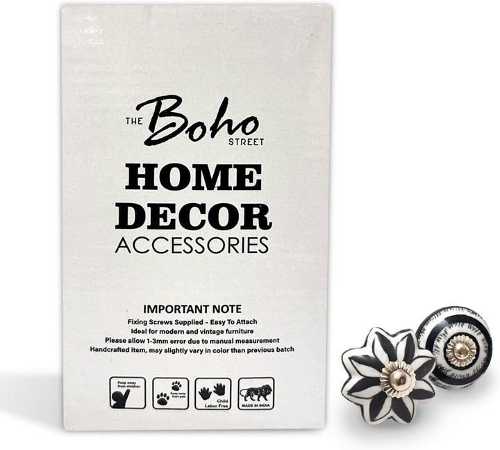 The Boho Street Handgefertigte Keramik-Mehrzweckknöpfe Keramik-Türgriffe im Set-Sortiment (12, Black