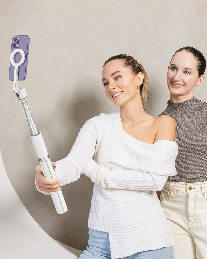 KraftGeek 163cm Magnetisches Selfie Stick Stativ, Stark Aluminium Halter für Magsafe-Handy mit Abneh