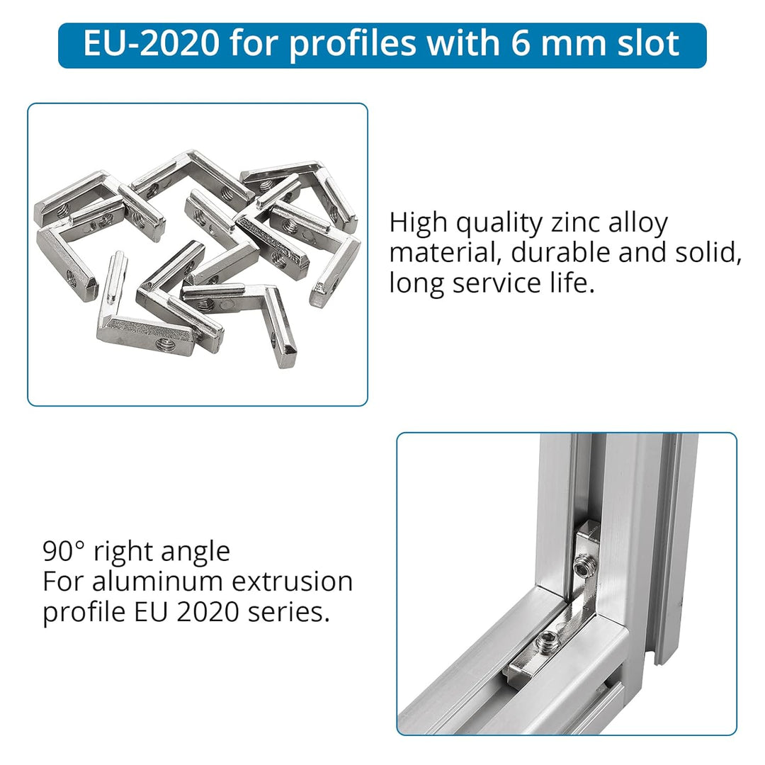 AUTOUTLET 20x T Slot T-Nut Innenwinkel, Aluminium Profil 2020 Nut 6 M4 Aussenwinkel Zinklegierung Kl