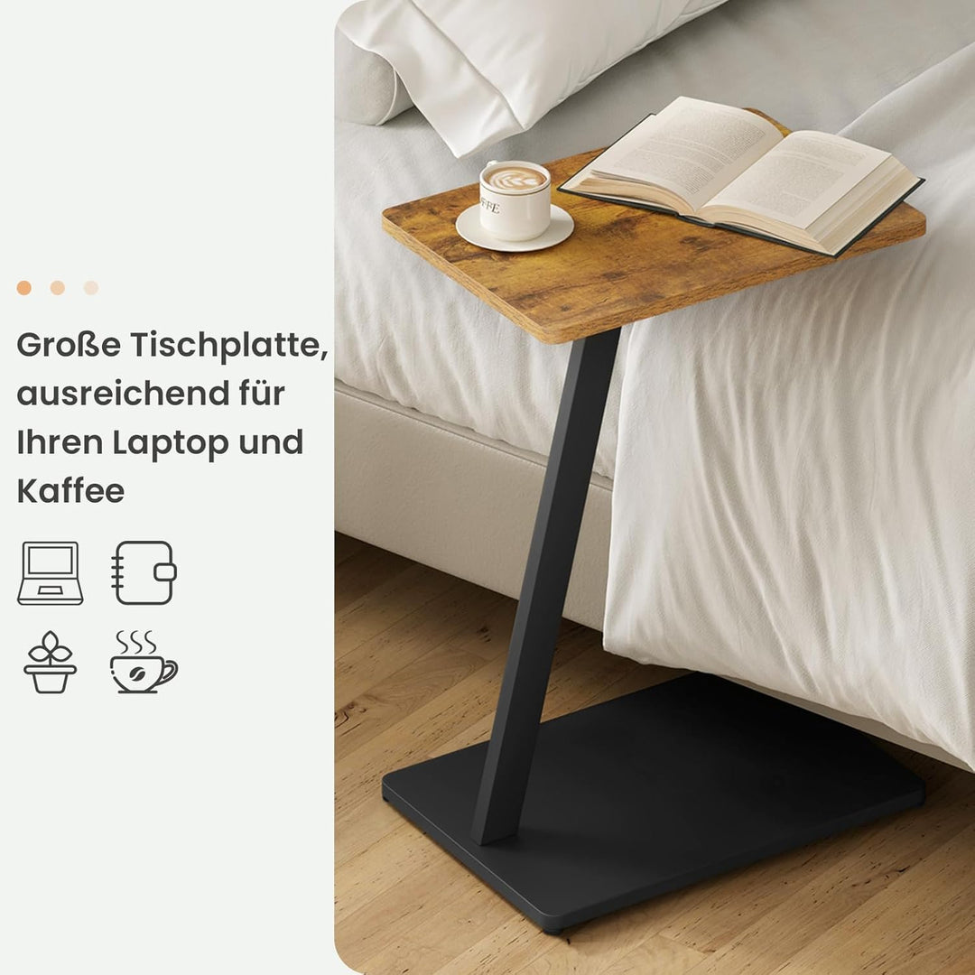 EUGAD Beistelltisch C Form, Couchtisch Sofatisch Wohnzimmertisch, mit Metallgestell, für Sofa Couch