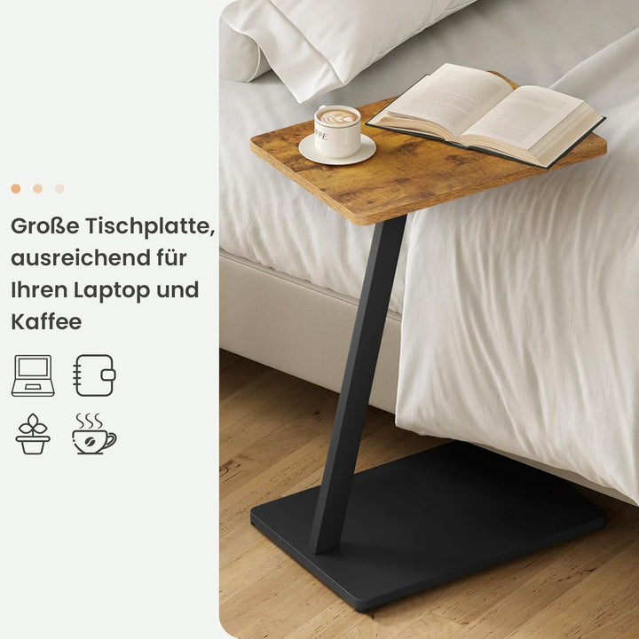 EUGAD Beistelltisch C Form, Couchtisch Sofatisch Wohnzimmertisch, mit Metallgestell, für Sofa Couch
