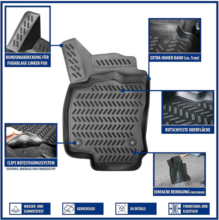 Design 3D Gummimatten Set für VW Golf 5 Baujahr 2003-2009 | Extra hoher 5cm Rand Golf 5 (Baujahr 200