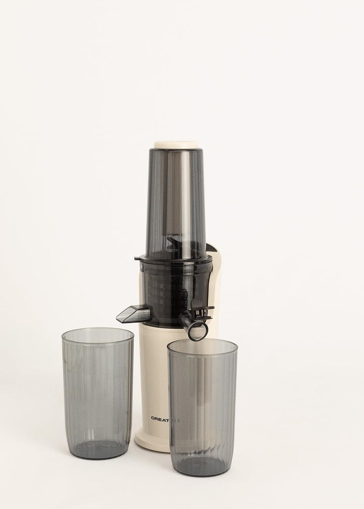 CREATE/JUICER SLOW MINI/Mixer in Creme/Extraktionssystem, Anti-Tropfsystem, Rückwärtsrotation, kompa
