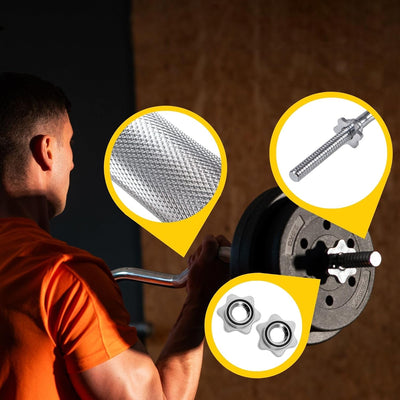 SPRINGOS Langhantelstange｜Riffelgriff｜Max. Belastung 160 kg｜Krafttraining｜Body Pump Silber 120 cm Ø2