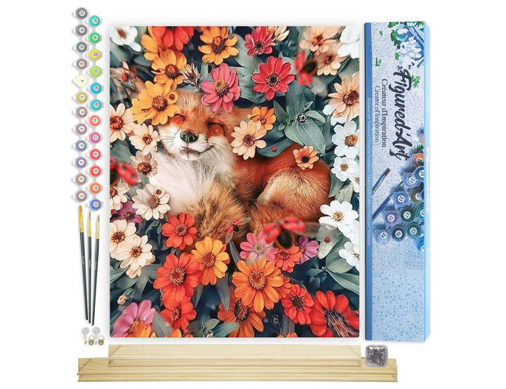 Figured'Art Malen Nach Zahlen Erwachsene Mit Rahmen Kleiner Fuchs und Blumen 2 - Paint by Numbers Ba