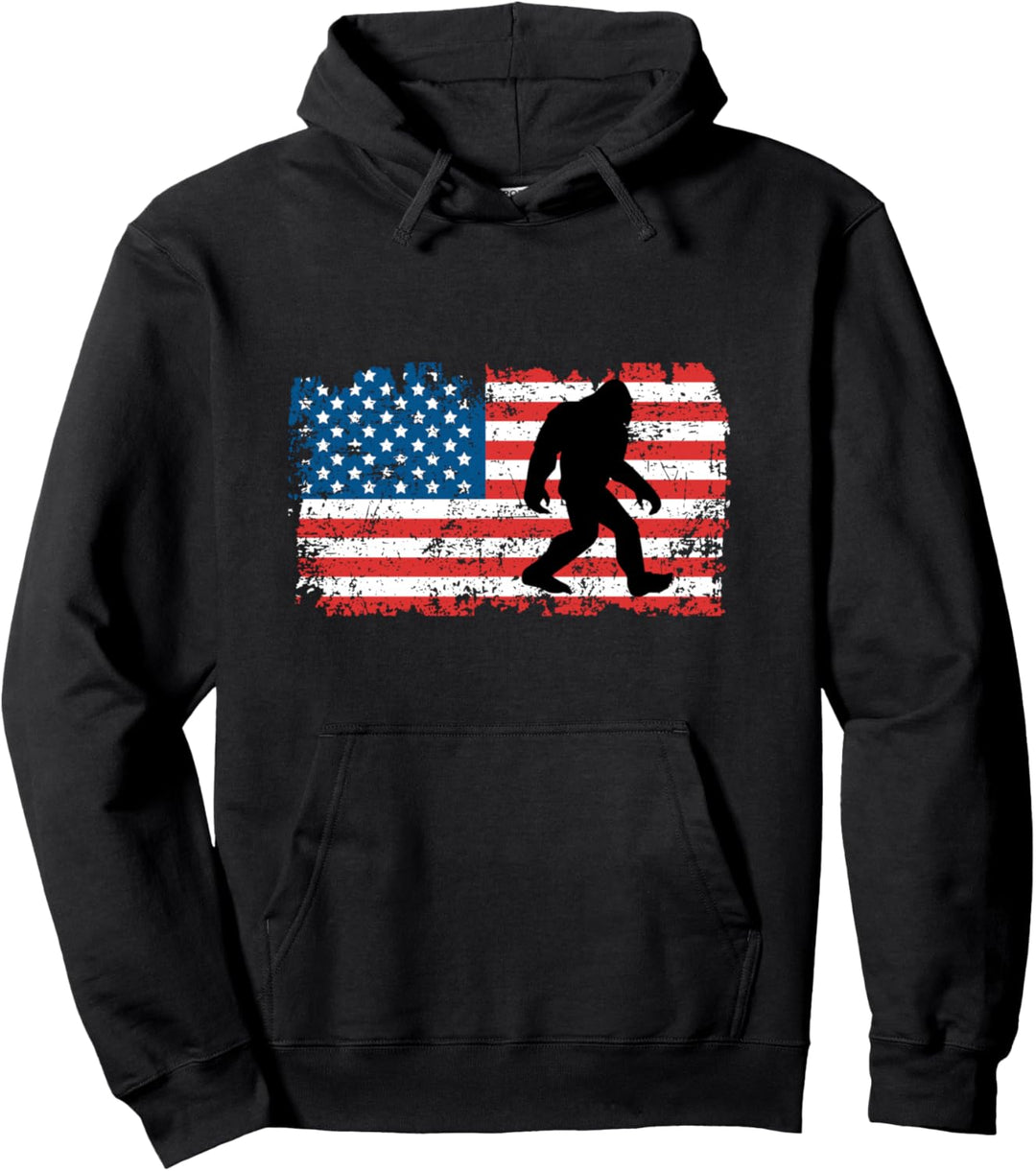 Bigfoot amerikanische Flagge 4. Juli Sasquatch Pullover Hoodie