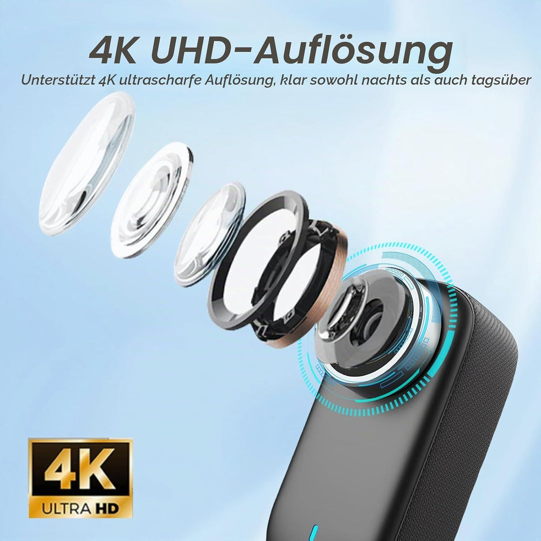 Mini Action Cam für Fahrrad Motorrad, Sport und Vlog-Aufnahmen, 4K UHD &amp; 150° Weitwinkel IP65 wasser
