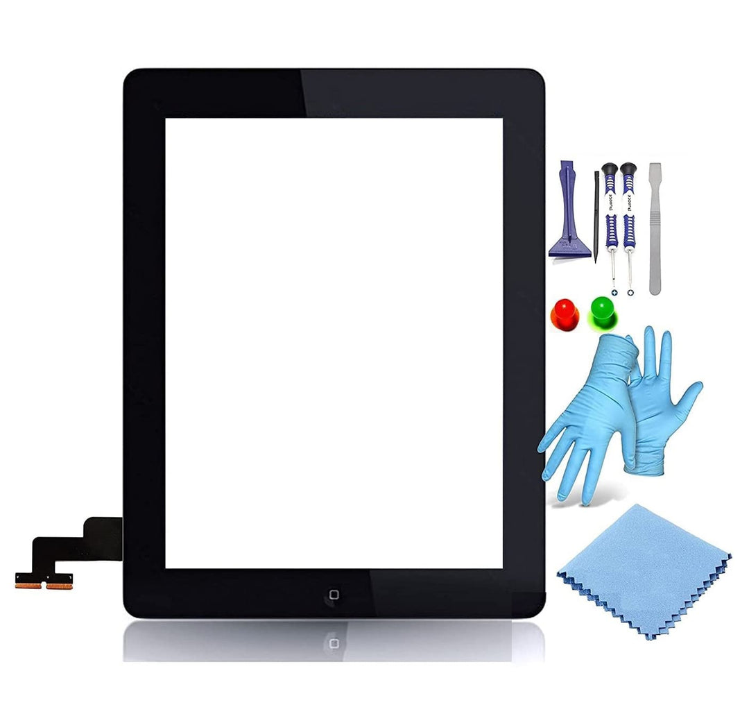 Genieforce Premium Retina Touchscreen Glas Digitizer SCHWARZ für iPad 2 Display, MFC Flexkabel, Home