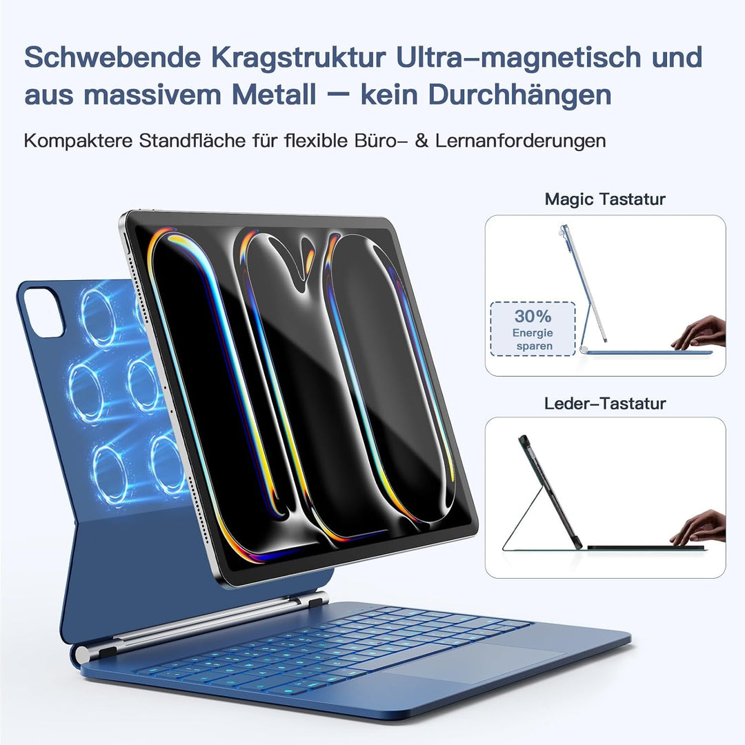 RAYMCRAFT für iPad Pro 13 Zoll (M5/M4, 2025/2024) Hülle mit Tastatur, Magic Keyboard für iPad Pro 13