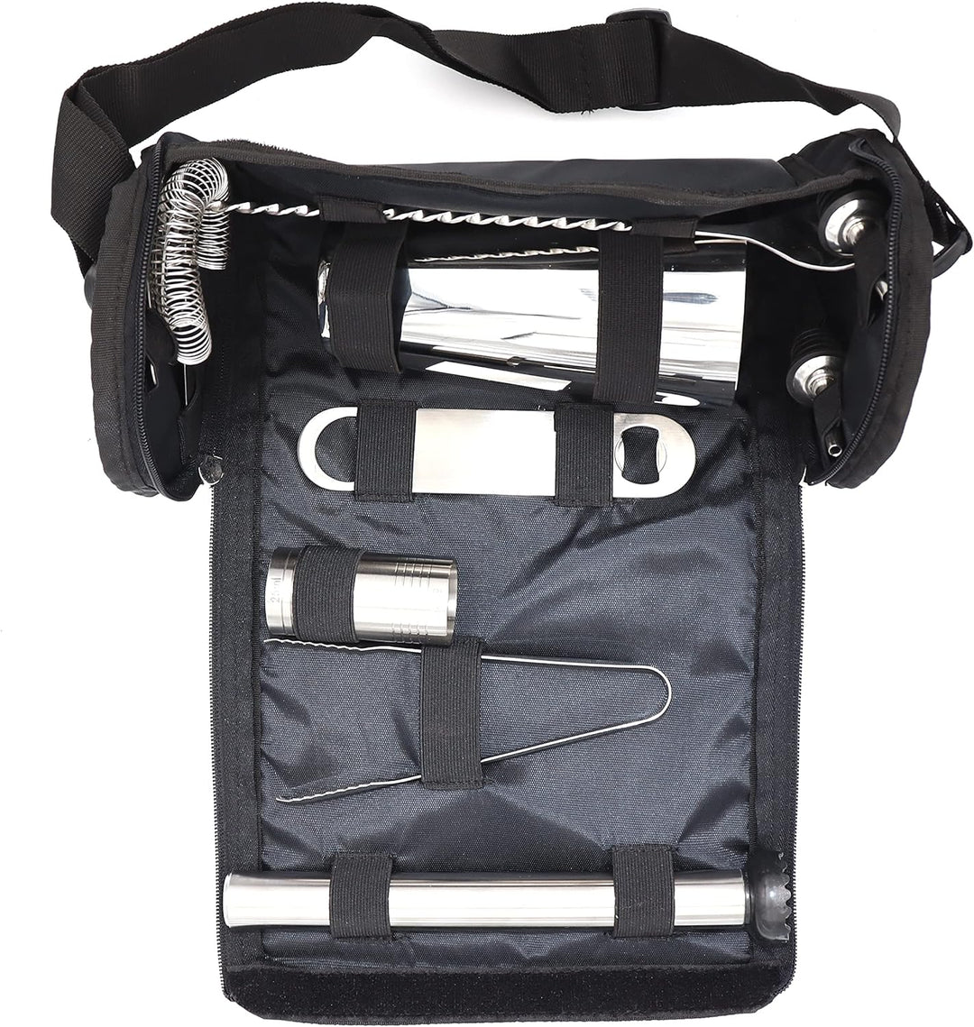 Barkoffer, Canvas, für Barkeeper, Cocktail-Set, Tasche, Mixologie, 9-teilig
