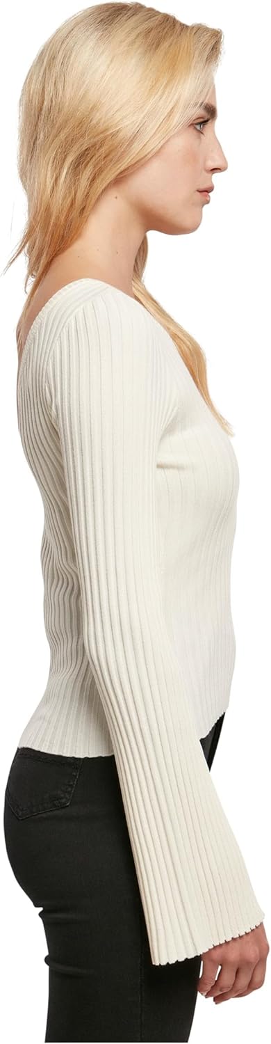 Urban Classics Damen Ladies Short Rib Knit One Sleeve Sweater Sweatshirt S Whitesand, S Whitesand