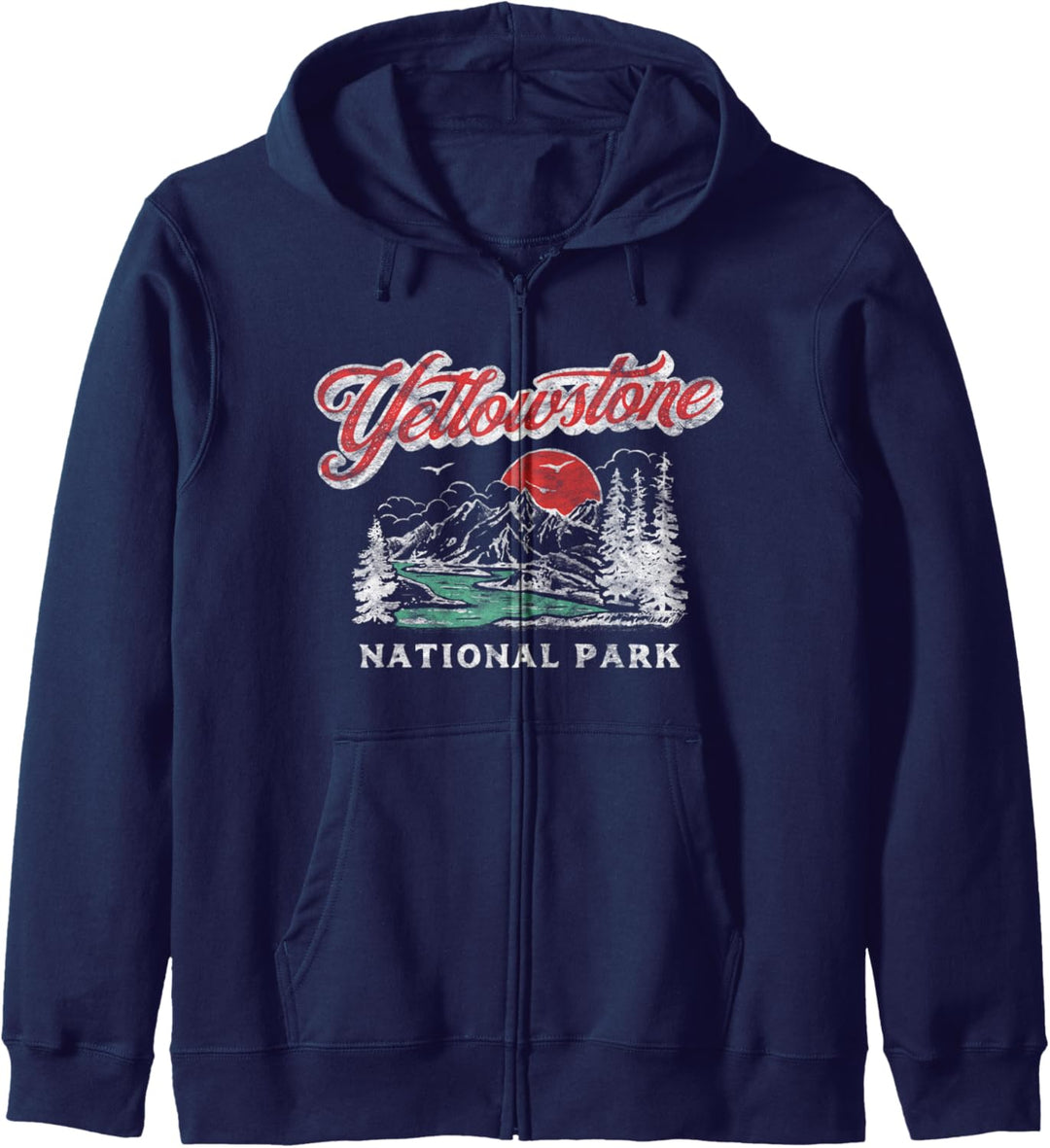 Yellowstone National Park Retro 80's Mountains Graphic Kapuzenjacke