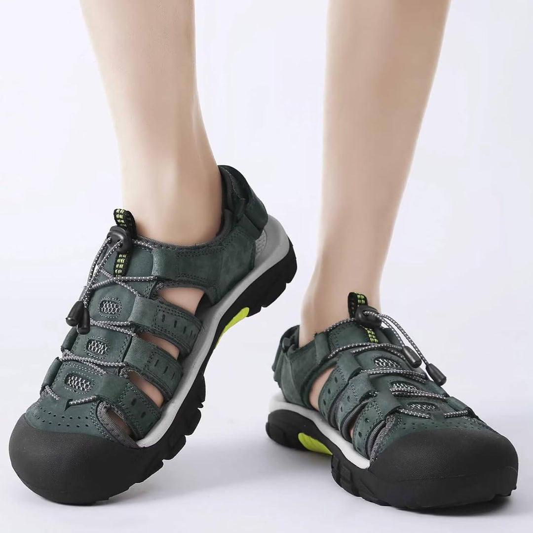 Herren Leder Sandalen Sport Outdoor Trekkingsandalen Atmungsaktive Leichte Wandersandalen Männer Som