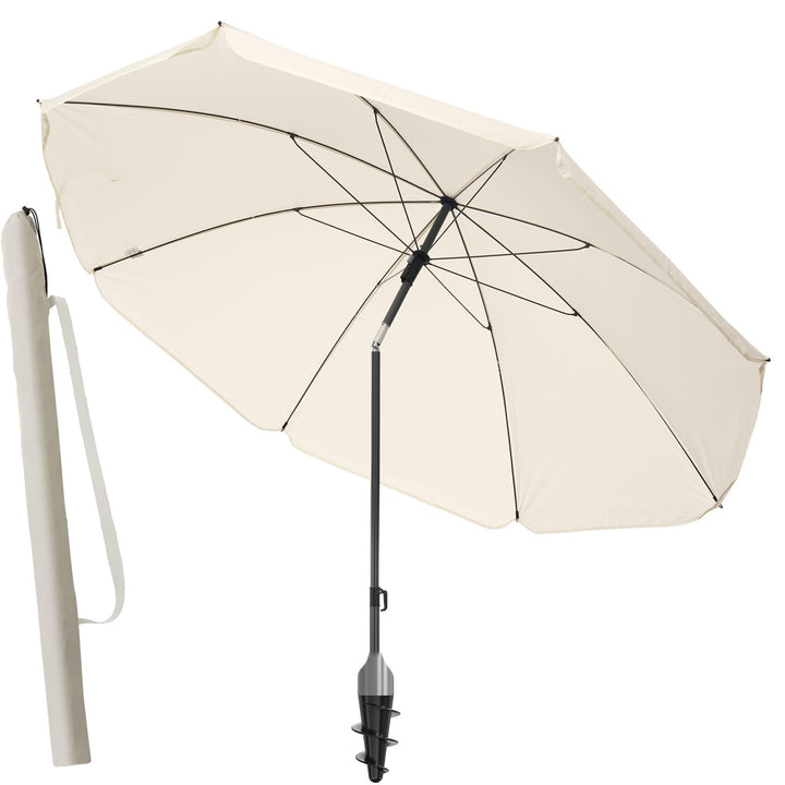 4smile Sonnenschirm für Strand und Balkon Ø 180 cm, Beige - UPF 50+ Balkonschirm SunnyJoy, Strandsch
