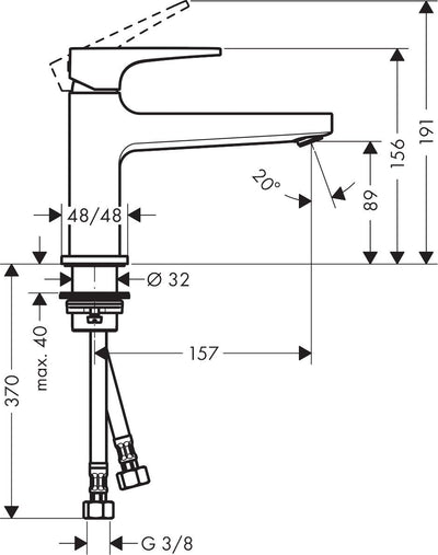 hansgrohe Wasserhahn Metropol (Armatur mit Auslauf Höhe 100 mm und Push-Open Ablaufgarnitur) Chrom C